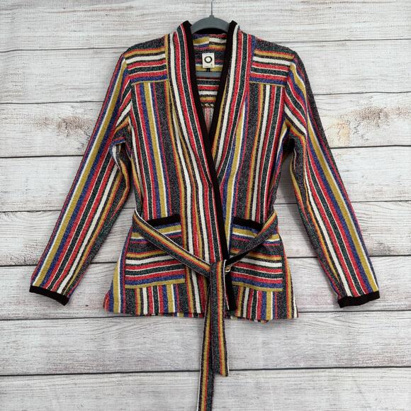 Anthropologie Akemi + Kin Mansoura Striped Wrap Jacket Womens XS Multicolor - Picture 1 of 12